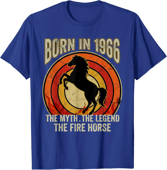 Geboren 1966 The Myth The Legend The Fire Horse Retro T-Shirt - T-Shirt | Royal
