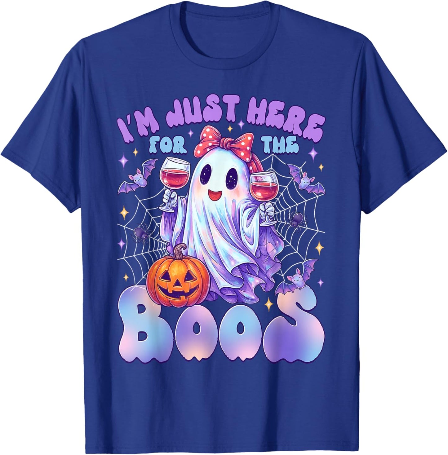 Funny I'm Just Here for The Boos Cute Halloween Ghost Women T-Shirt - T-Shirt | Royal