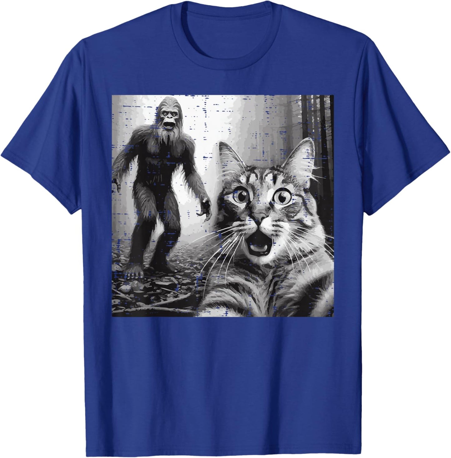 Bigfoot Sasquatch Cat Selfie Funny Saying Men Women Kids T-Shirt - T-Shirt | Royal