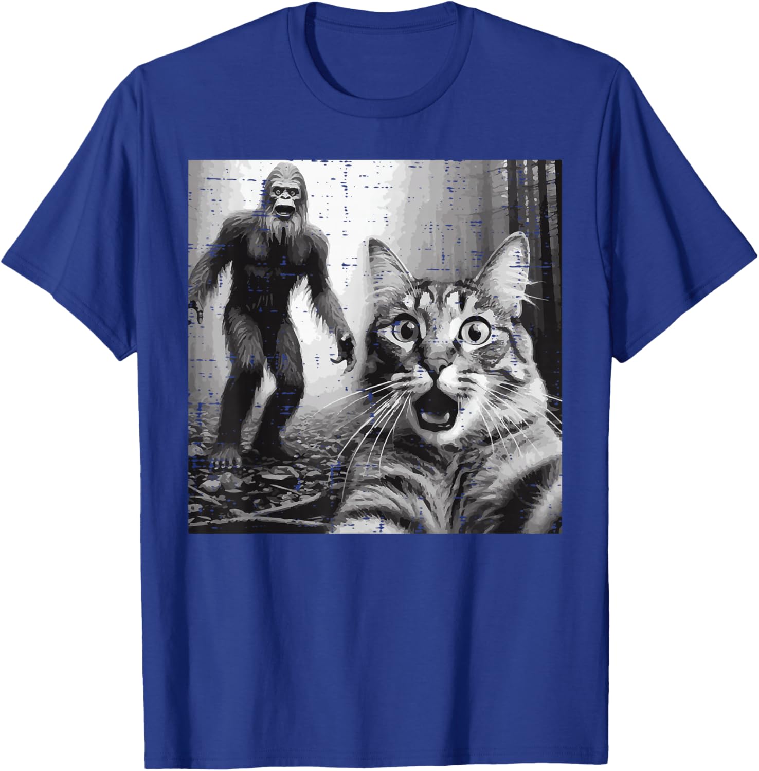 Bigfoot Sasquatch Cat Selfie Funny Saying Men Women Kids T-Shirt - T-Shirt | Royal