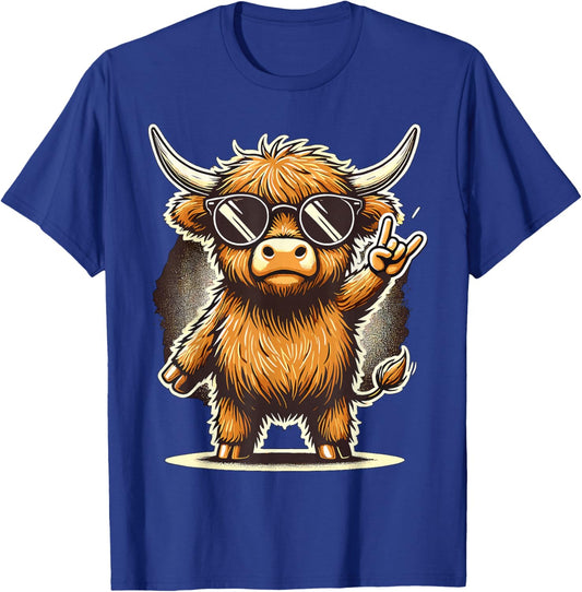 Highland Cow Rock and Roll T-Shirt - T-Shirt | Royal