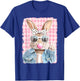 Retro Easter Bunny Blowing Bubble Gum Girl Kids Happy Easter T-Shirt - T-Shirt | Royal