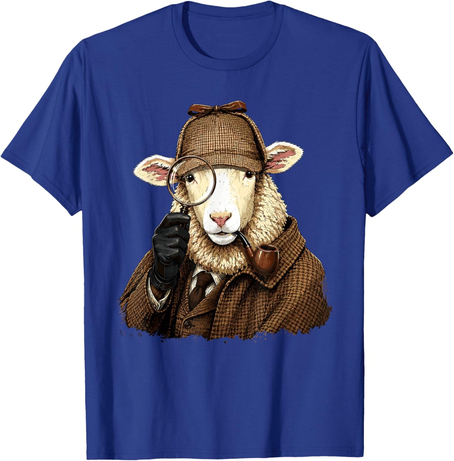 Detective Sheep Lamb Spy Investigator Farmer Sheep Lover T-Shirt - T-Shirt | Royal