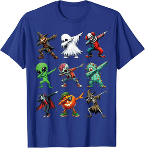 Dabbing Halloween Zombie Skeleton Pumpkin Scarecrow Ghost T-Shirt - T-Shirt | Royal