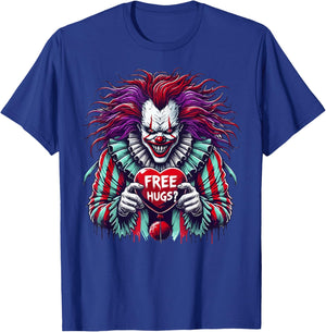 Free Hugs? Scary Horror Clown Lazy Halloween Costume T-Shirt - T-Shirt | Royal