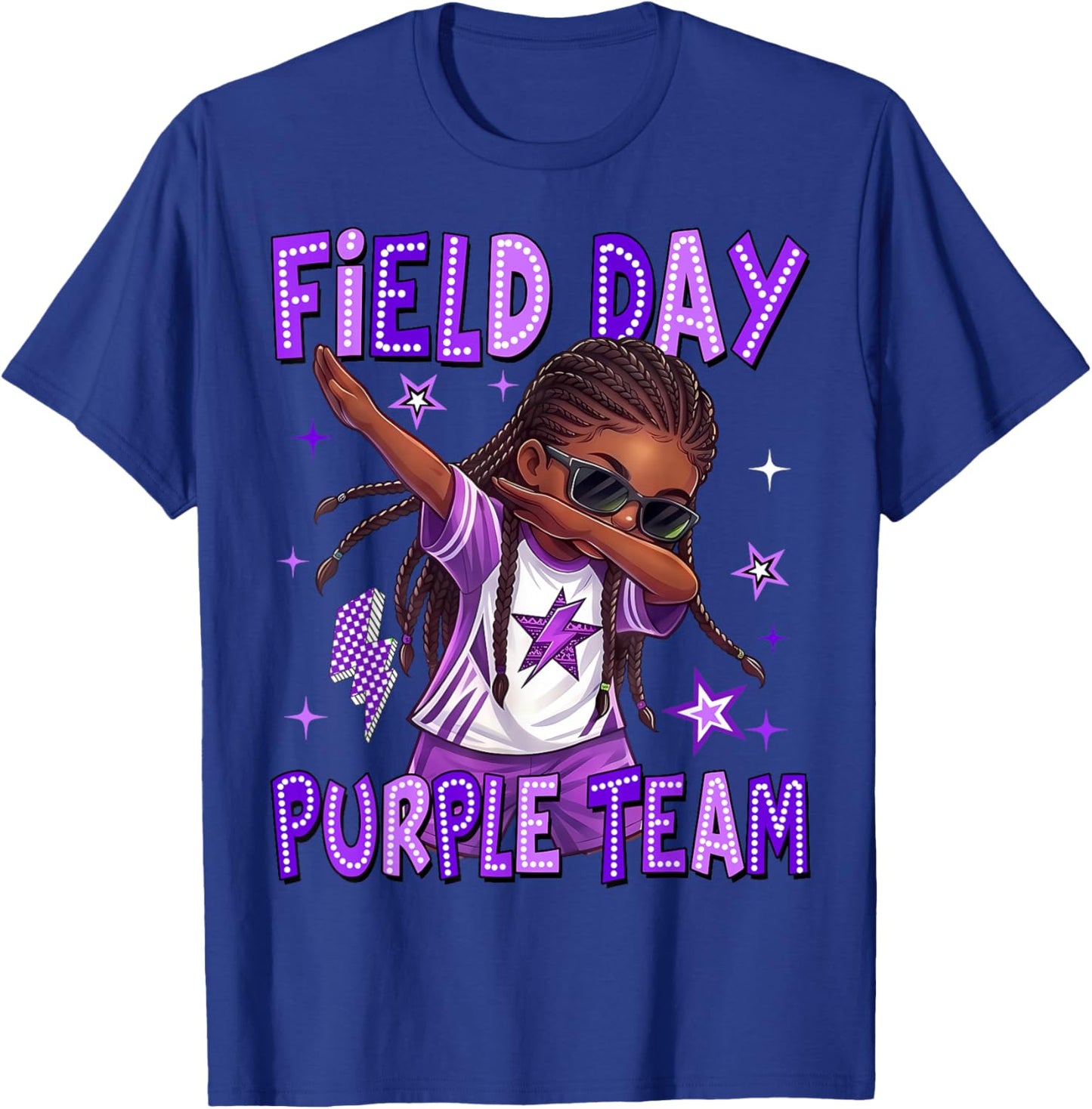 Field Day Purple Team Dab African Black Girl Game Field Trip T-Shirt - T-Shirt | Royal