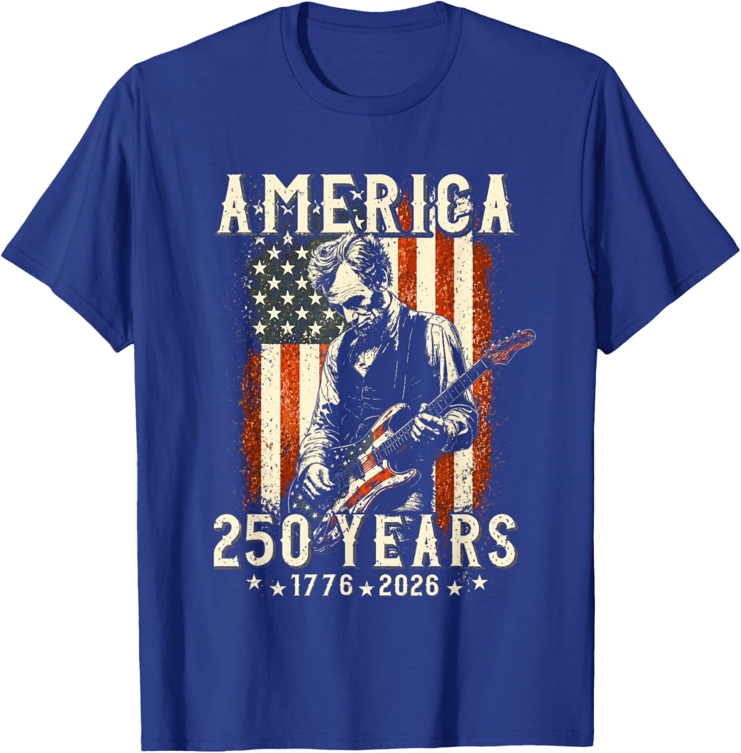 Vintage Abraham Lincoln Abe Lincoln Playing Guitar 250 Years T-Shirt - T-Shirt | Royal