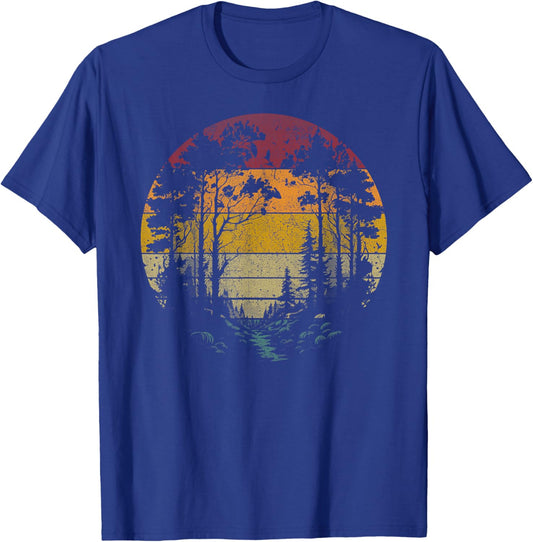 Trees Outdoors Wildlife Nature Vintage Forest Nature Retro T-Shirt - T-Shirt | Royal