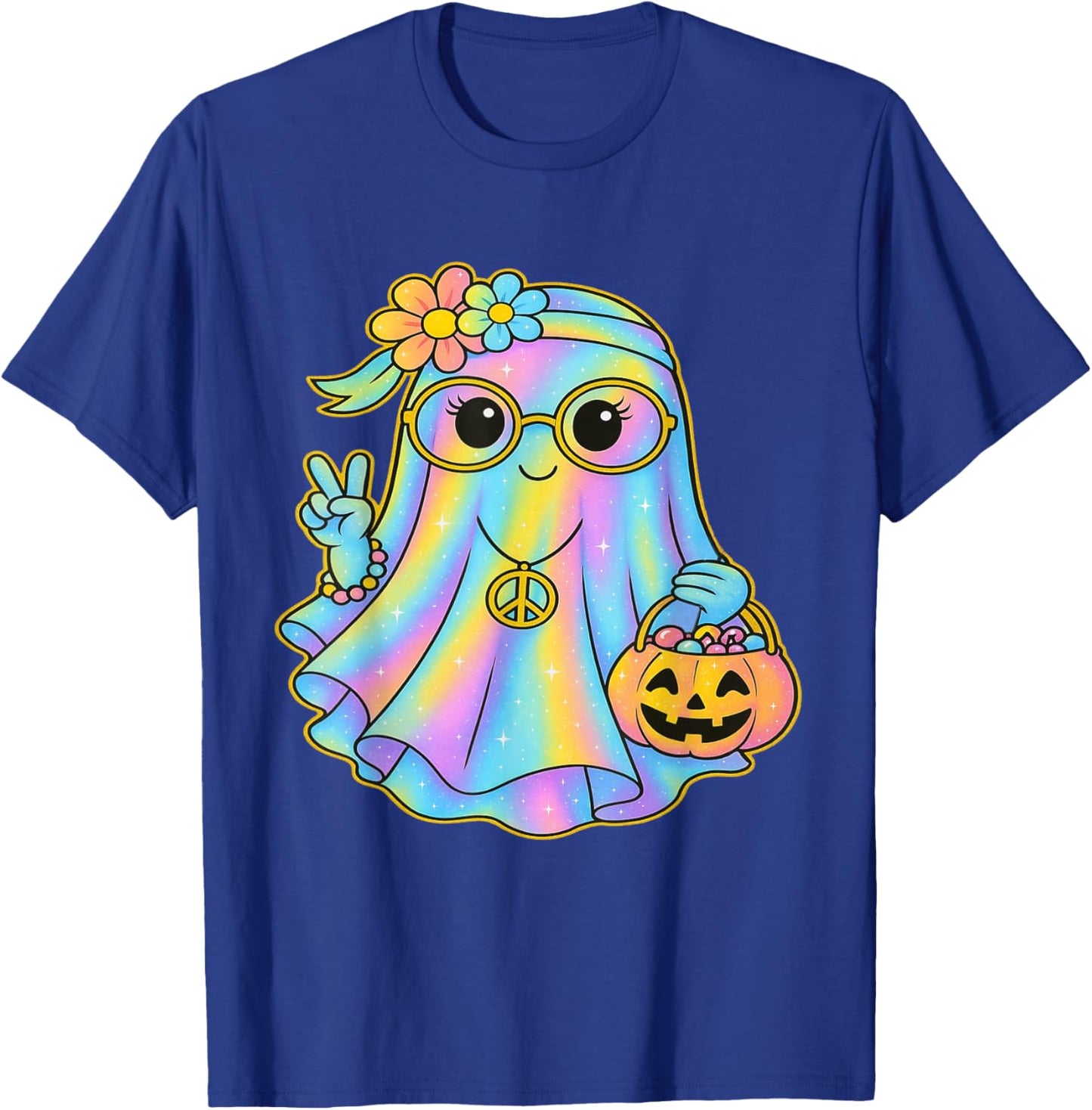 Girls Coquette Bow Ghost Pretty Pastel Hippie Halloween T-Shirt - T-Shirt | Royal