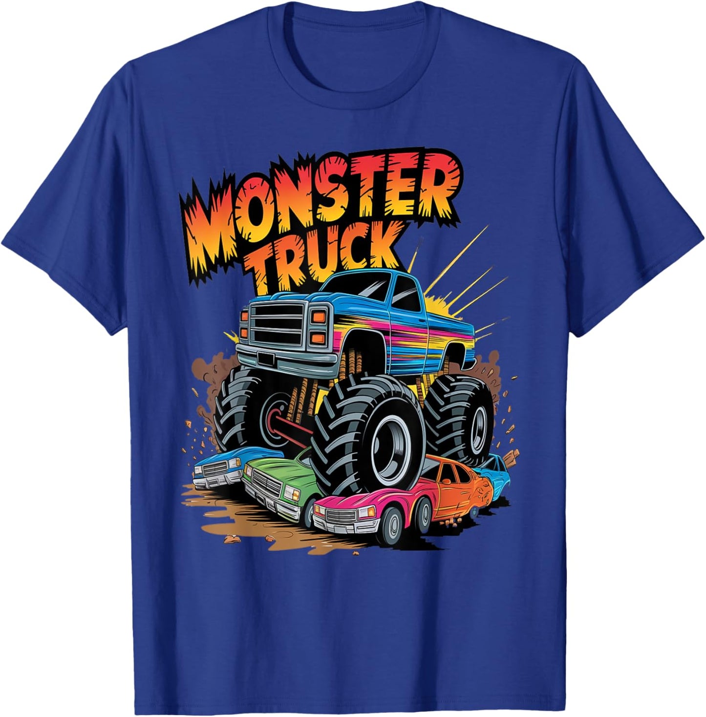 Monster Truck Crushing Cars Apparel for Monster Truck Lovers T-Shirt - T-Shirt | Royal