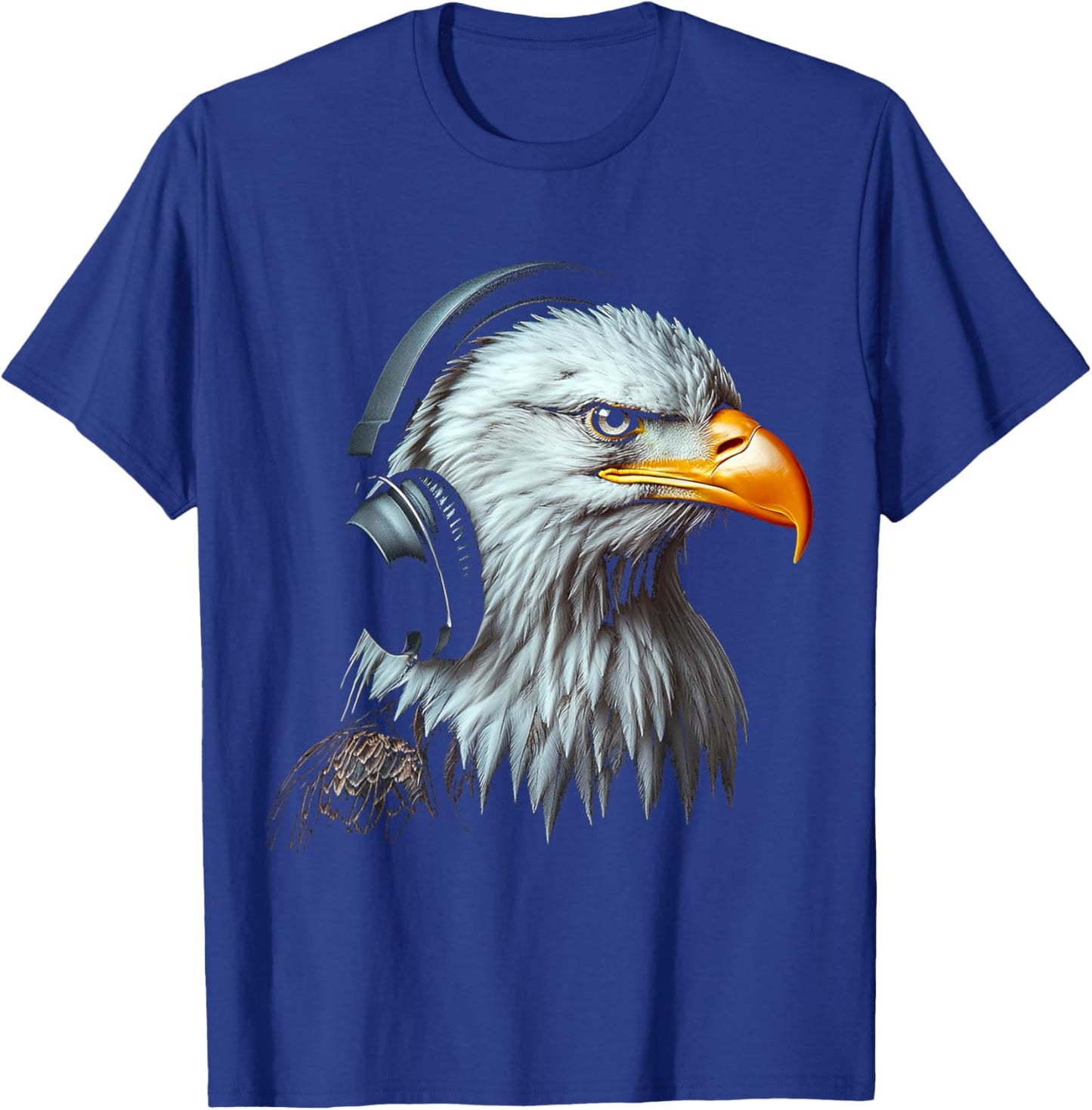 Eagle Bird Motif Animal Artwork Music Headphone Eagle T-Shirt - T-Shirt | Royal