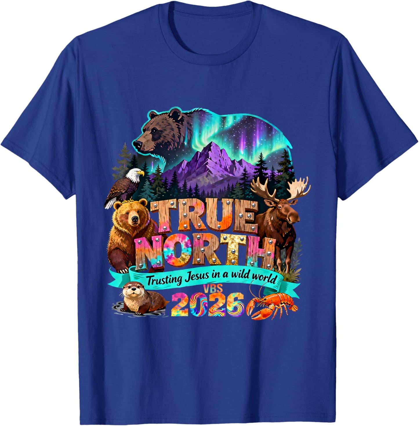 Vintage True North Trusting Jesus in A Wild World VBS 2026 T-Shirt - T-Shirt | Royal