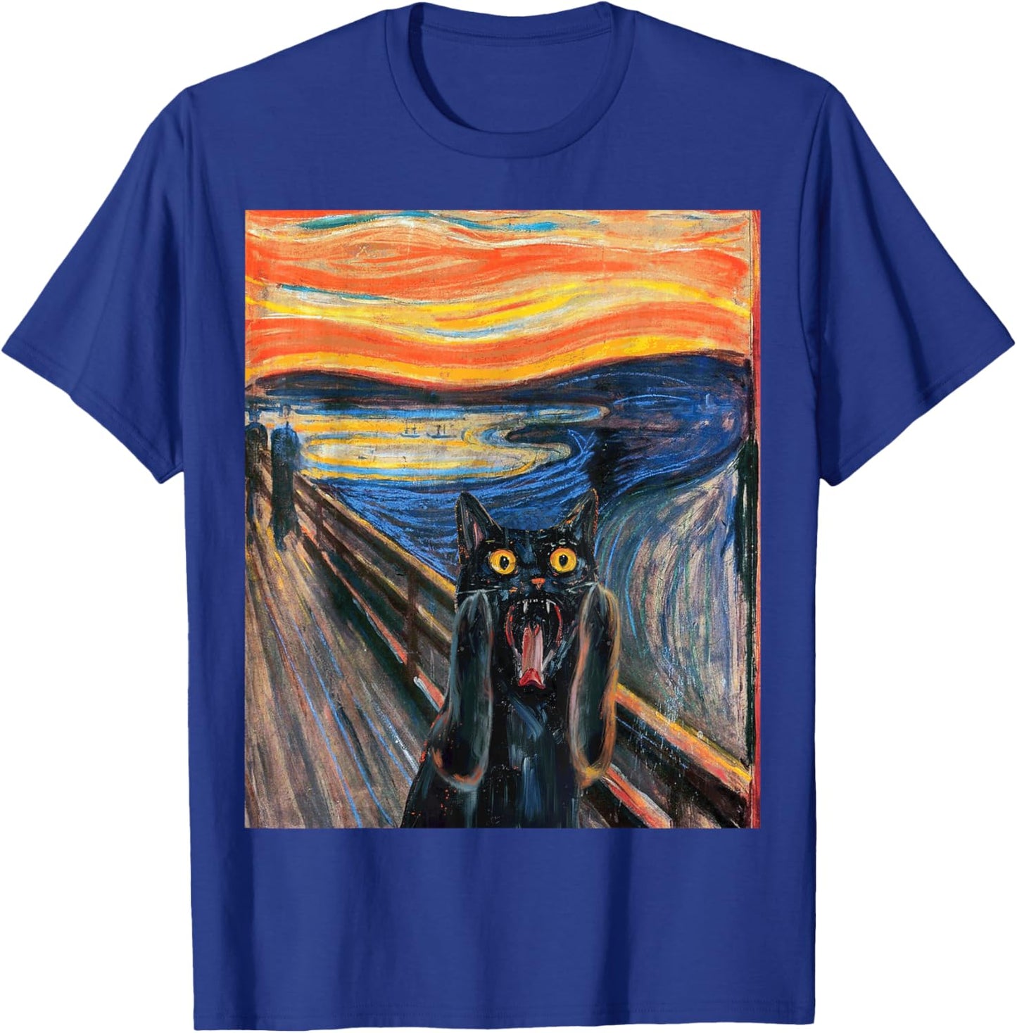 The Scream Black Cat by Munch Edvard Famous Painting Funny T-Shirt - T-Shirt | Royal