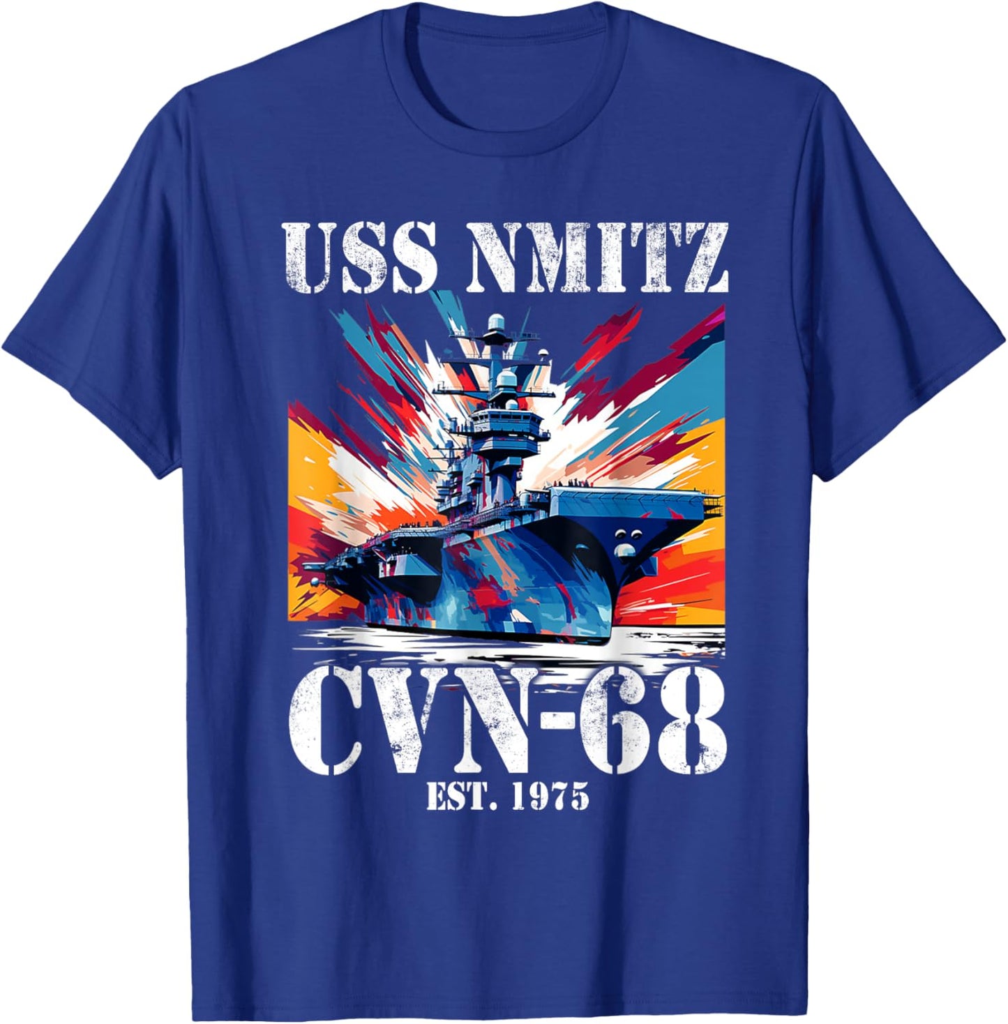 Flag Veterans Day USS Nimitz CVN-68 Aircraft Carrier Veteran T-Shirt - T-Shirt | Royal