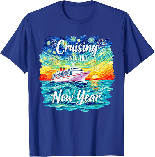 Cruising Into The New Year 2026 Vacation Party Family Cruise T-Shirt - T-Shirt | Royal