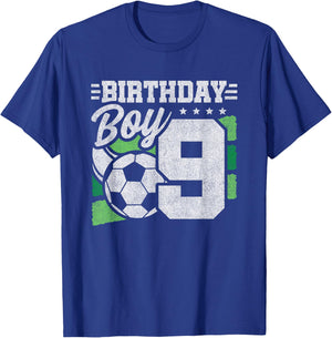 9 Year Old Soccer Birthday - Boys 9th Birthday Soccer T-Shirt - T-Shirt | Royal