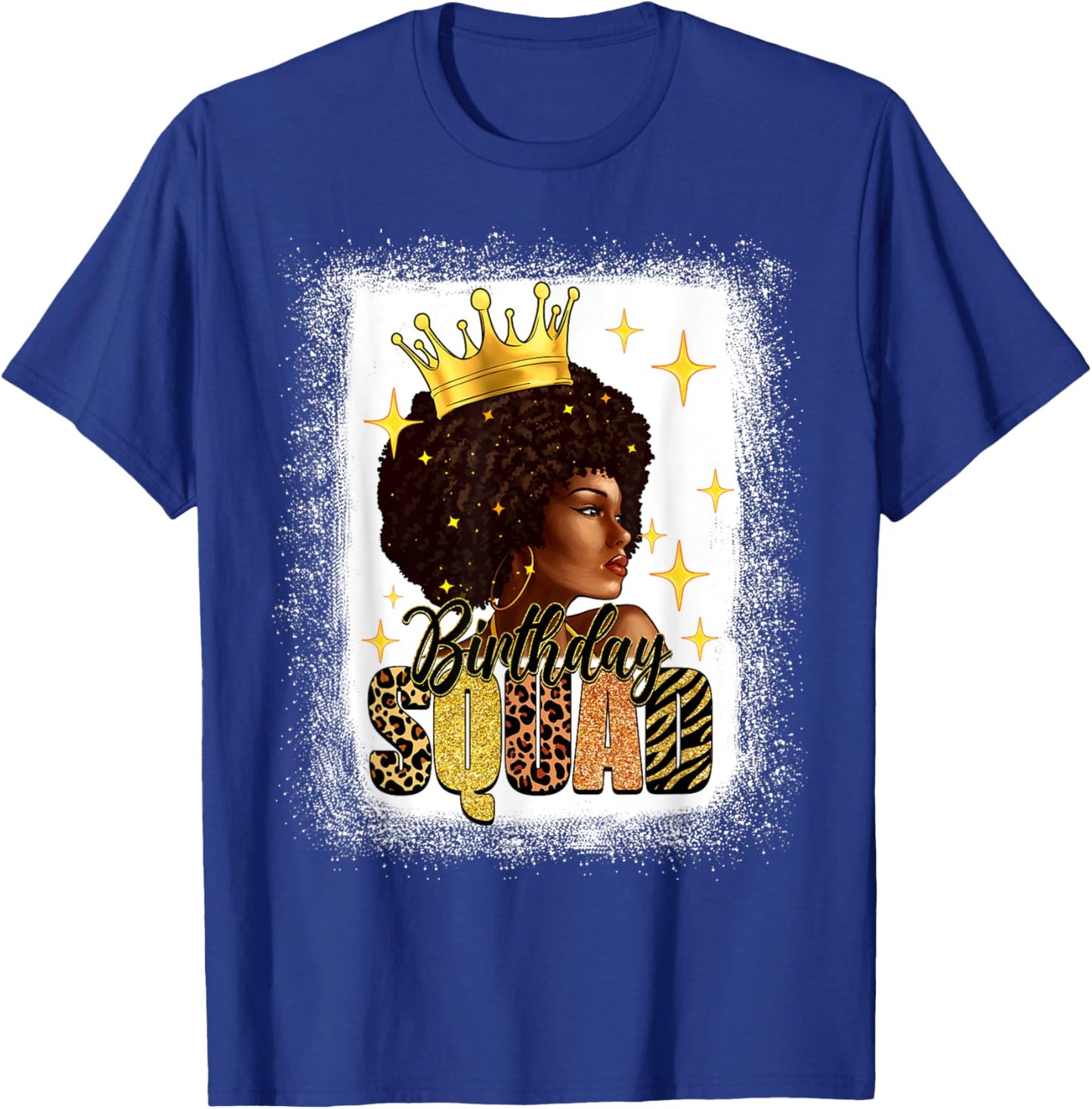 Afro Melanin Woman Bleached African American Birthday Squad T-Shirt - T-Shirt | Royal