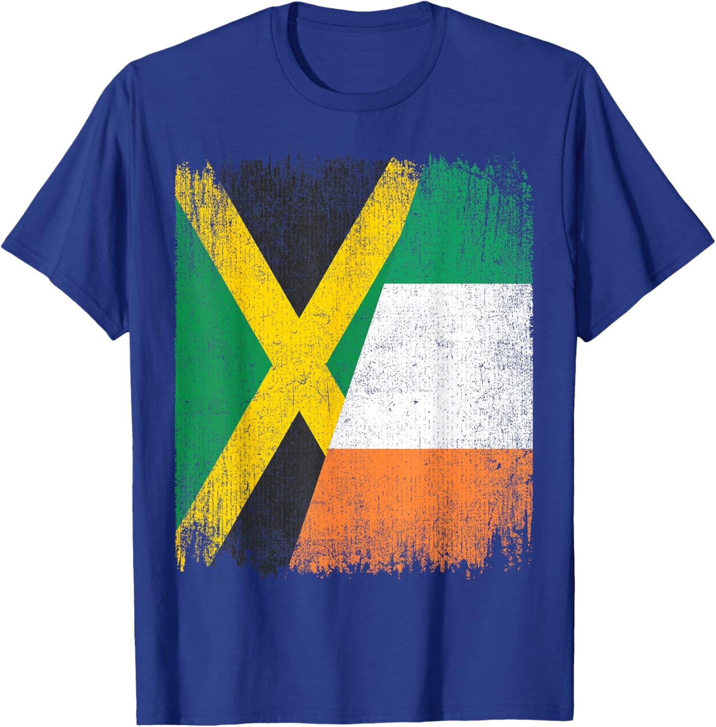 Half Jamaica Ireland Flag Jamaican Irish Pride Roots T-Shirt - T-Shirt | Royal