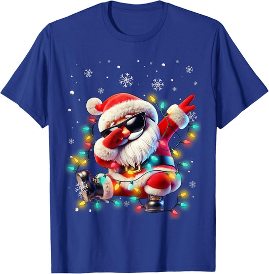 Dabbing Santa Xmas Lights Boys Men Kids Funny Christmas T-Shirt - T-Shirt | Royal