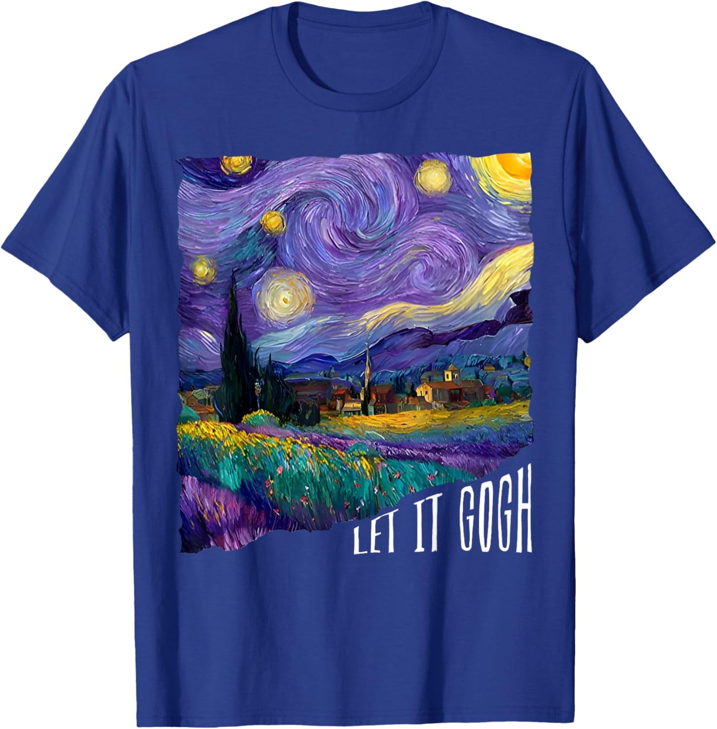 Let it Gogh Funny Vincent Van Gogh Starry Night Design T-Shirt - T-Shirt | Royal