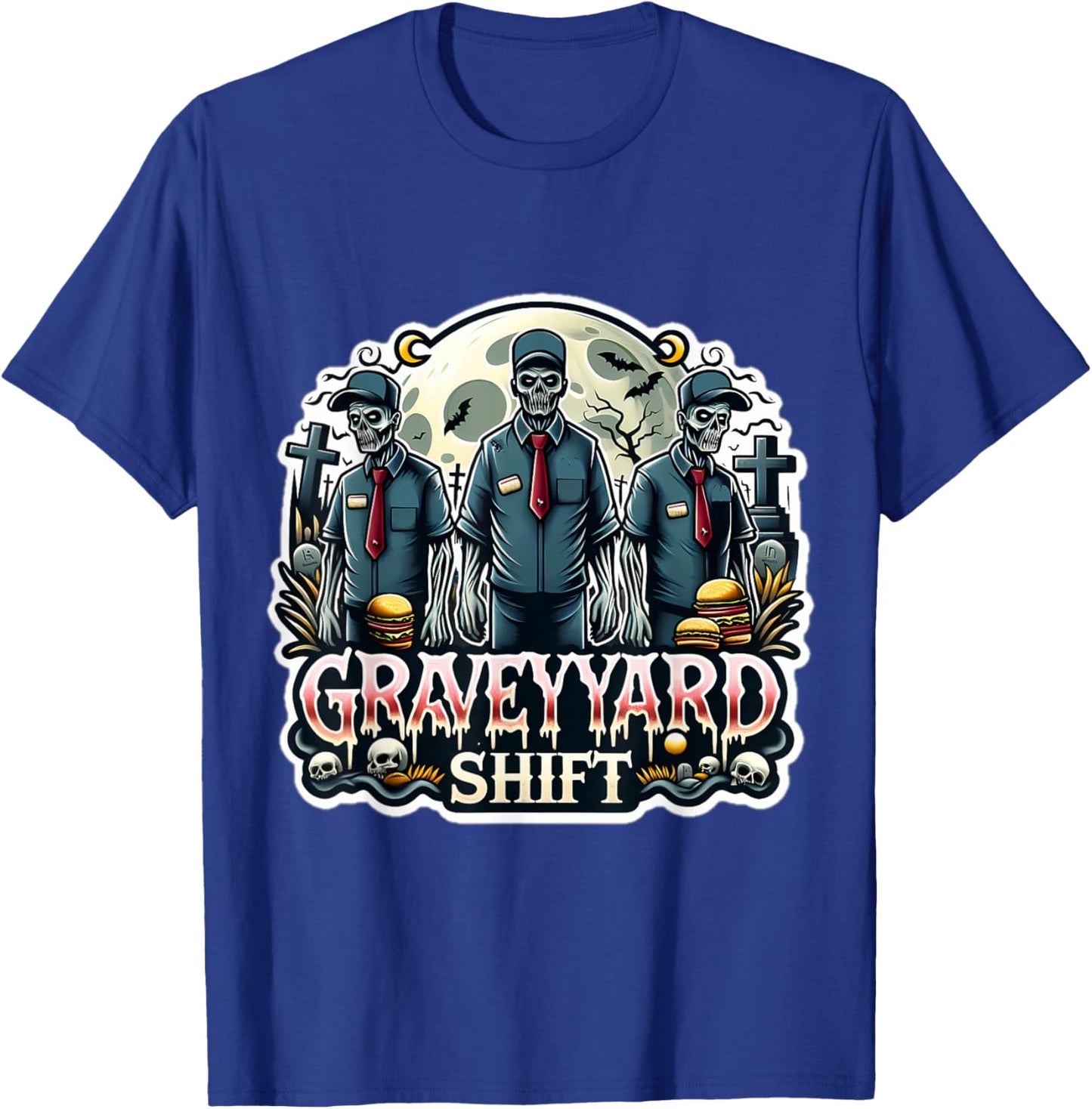Grave yard Shift Zombie Costume Funny 2024 Halloween T-Shirt - T-Shirt | Royal