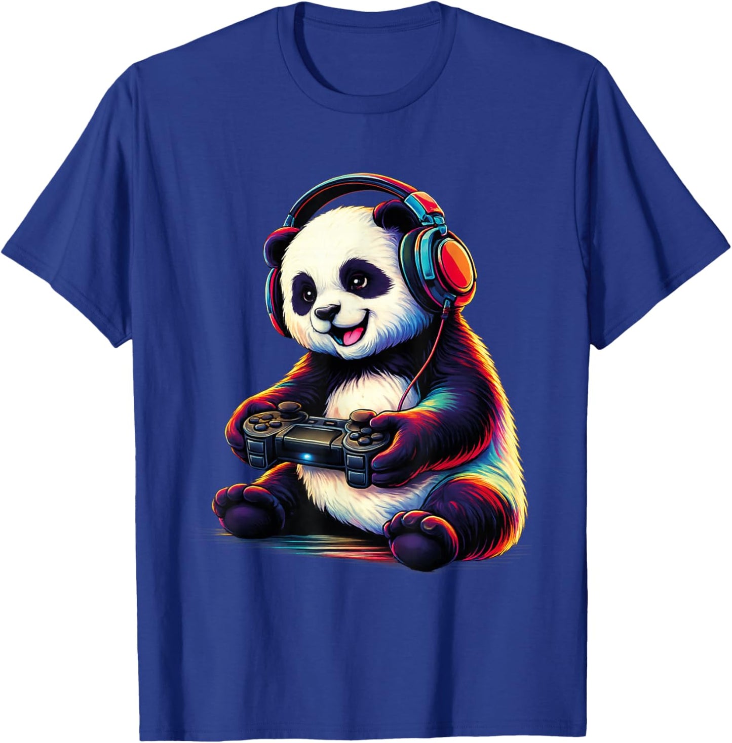 Panda Playing Video Games Funny Gamer Gaming Boys Men Kids T-Shirt - T-Shirt | Royal