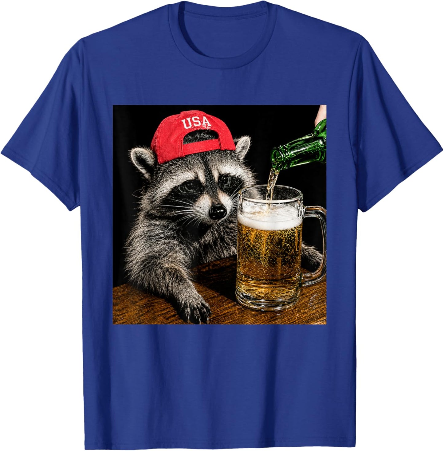 Funny Raccoon Drinking Beer Patriotic USA 4th of July Men T-Shirt - T-Shirt | Royal