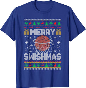 Merry Christmas Ugly Christmas Sweater Basketball Fans Women T-Shirt - T-Shirt | Royal