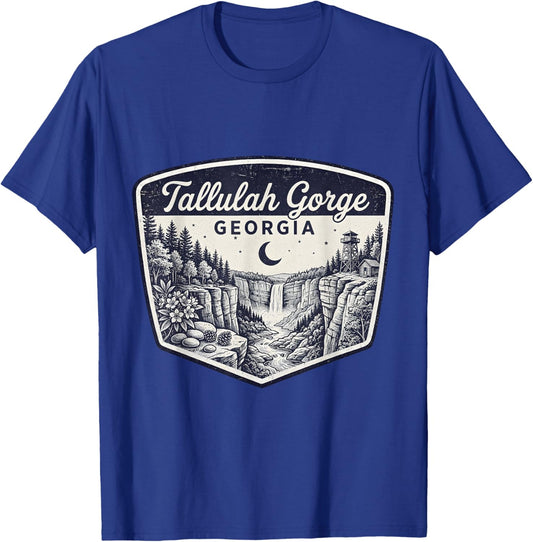 Tallulah Gorge Georgia Waterfall Nature Scenic Outdoors T-Shirt - T-Shirt | Royal