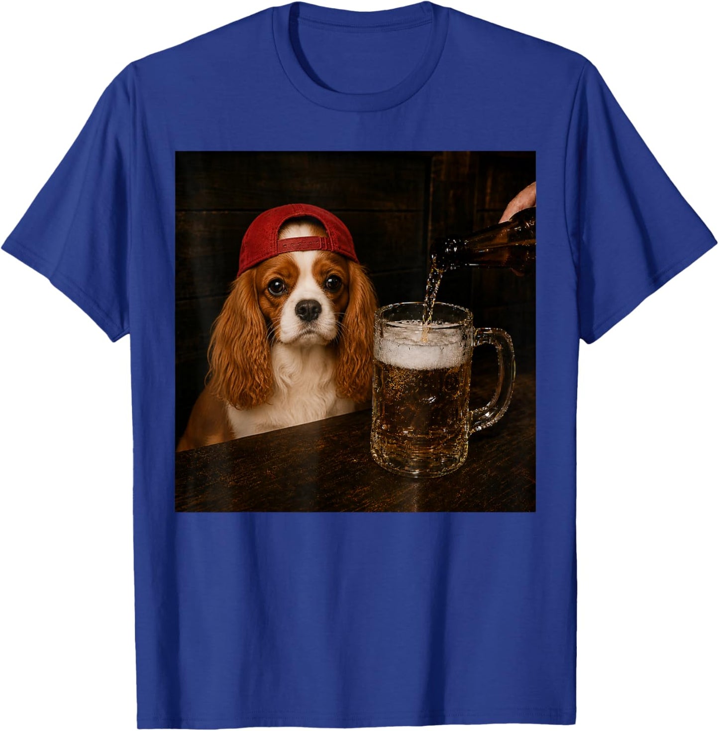 Cavalier King Charles Spaniel Drinking Beer Funny Dog Meme T-Shirt - T-Shirt | Royal