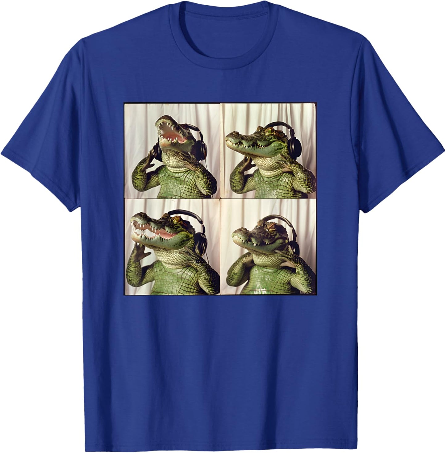 Alligator With Headphones Animal Photobooth Cool Gator T-Shirt - T-Shirt | Royal