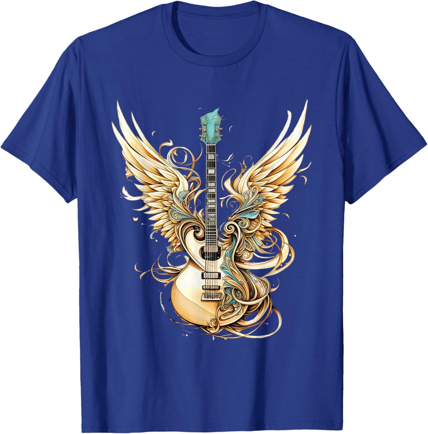 Retro Rock & Roll Music Guitar Wings Vintage 80s Men Women T-Shirt - T-Shirt | Royal