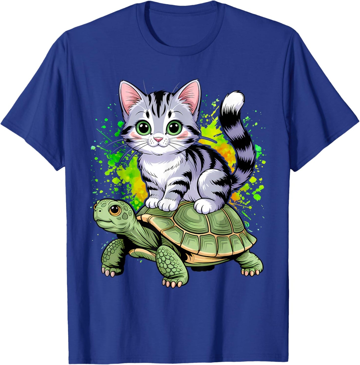 Cat Riding Turtle Lover Men Women Girls Kids T-Shirt - T-Shirt | Royal