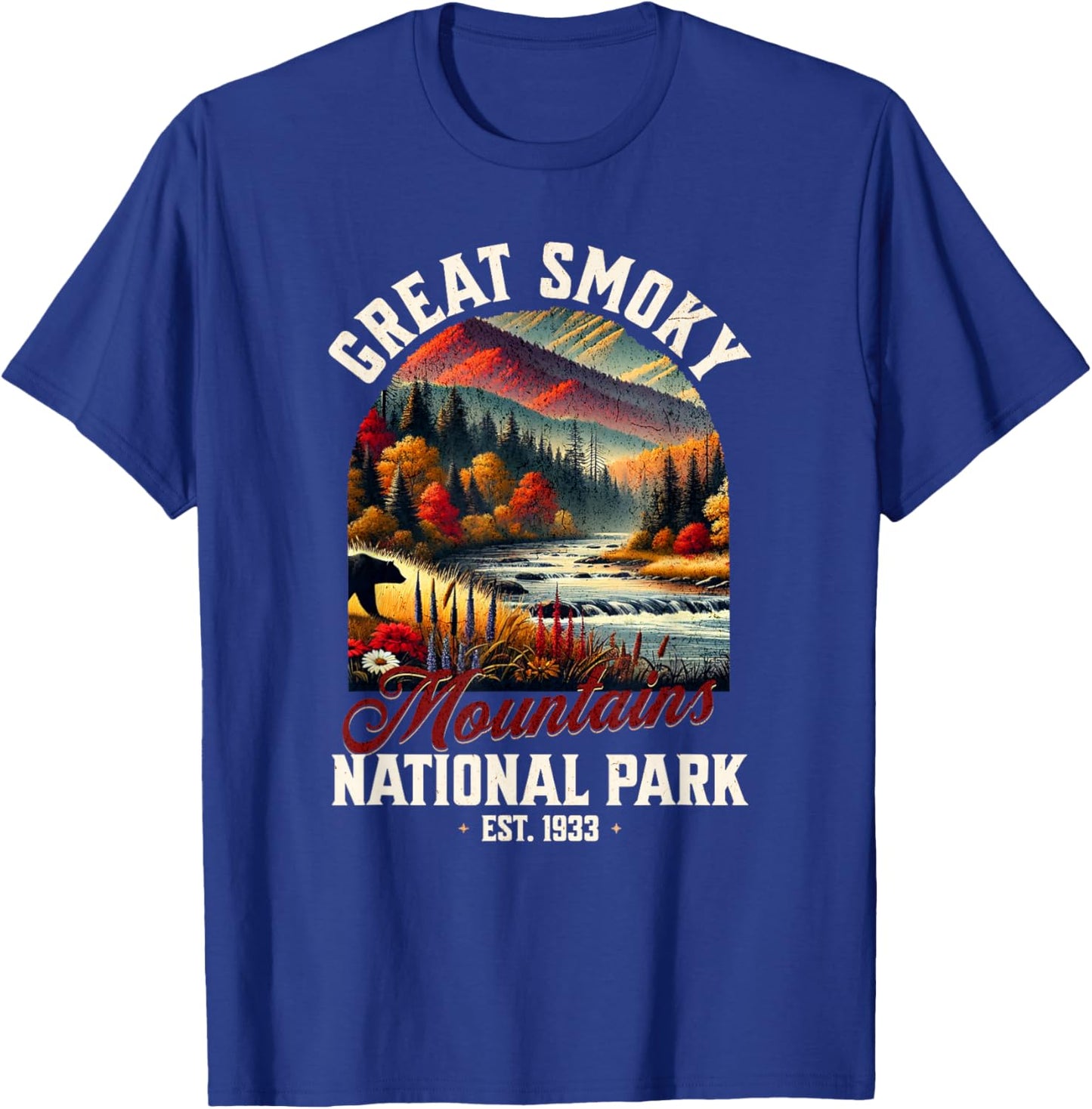 Retro Great Smoky Mountains National Park | Vintage USA T-Shirt - T-Shirt | Royal