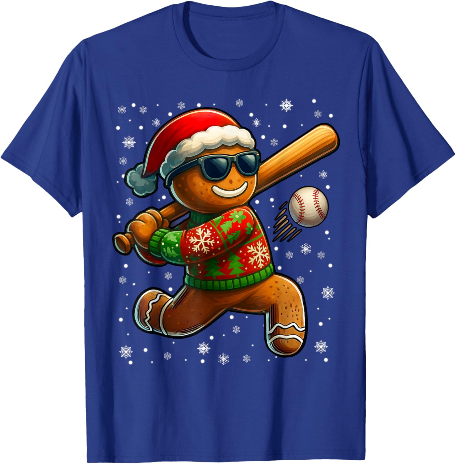Gingerbread Baseball Player Coach Christmas Xmas Boy Men T-Shirt - T-Shirt | Royal