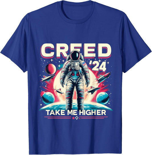 US Flag Astronaut Support 2024 Creed '24 Take Me Higher T-Shirt - T-Shirt | Royal