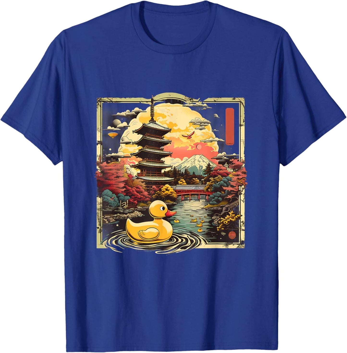 Rubber Duck Pagoda Temple Japanese Garden Rubber Duckie T-Shirt - T-Shirt | Royal