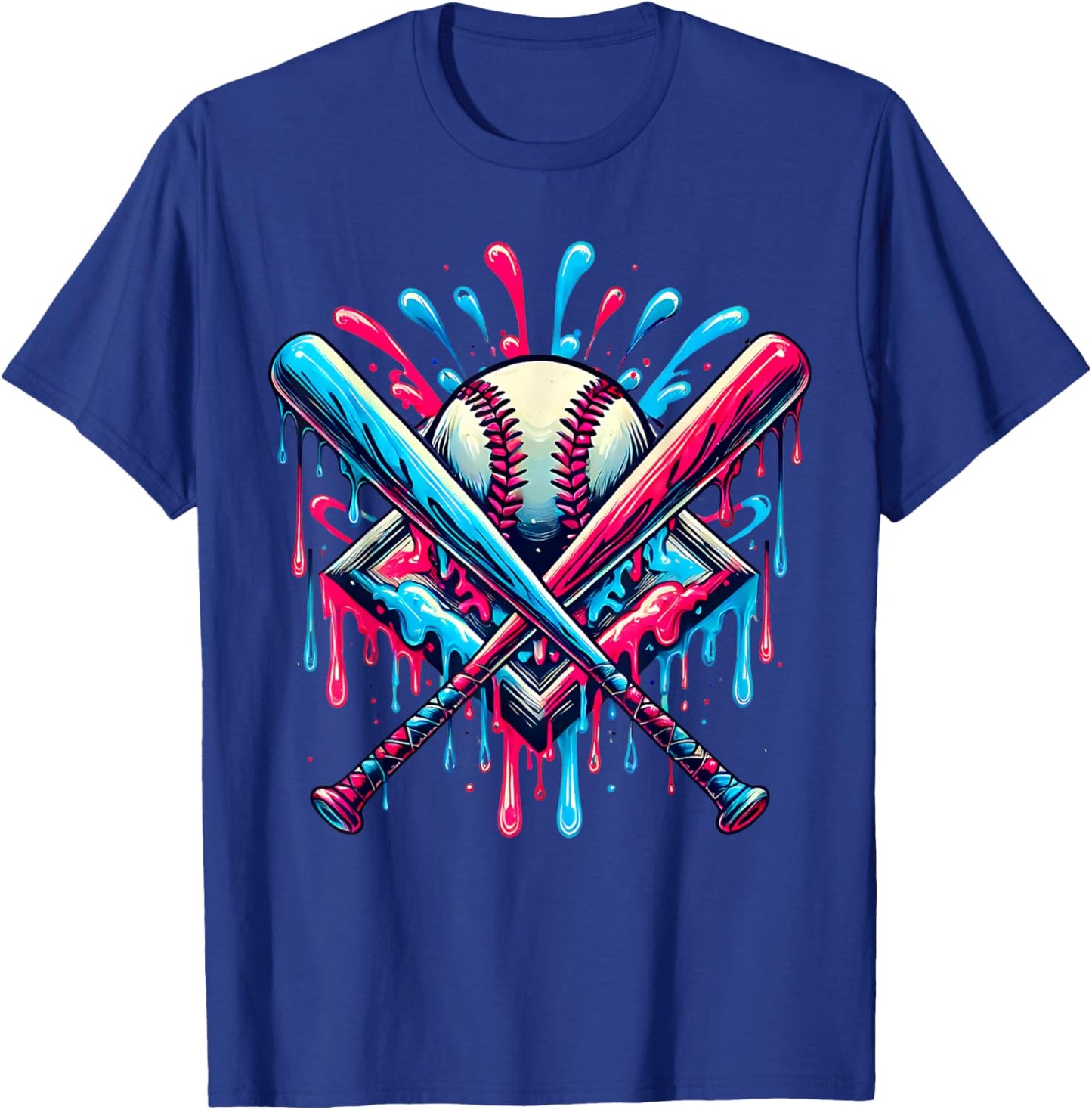 Cool Sport Softball & Baseball Home Plate Drip T-Shirt - T-Shirt | Royal