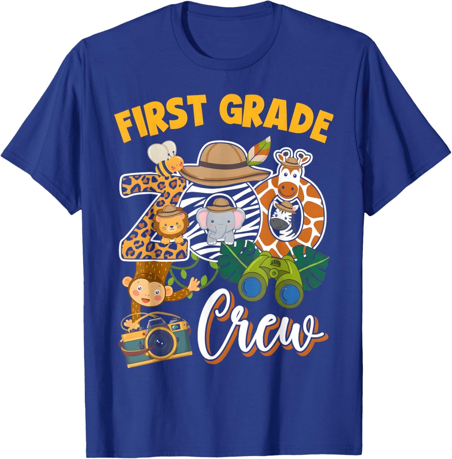 First Grade Zoo Safari Squad Matching Teacher Students T-Shirt - T-Shirt | Royal