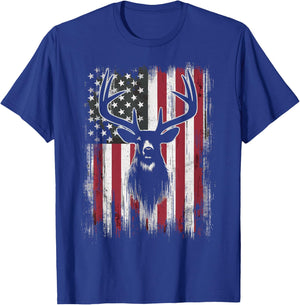 Deer Hunting American Flag T-Shirt - T-Shirt | Royal