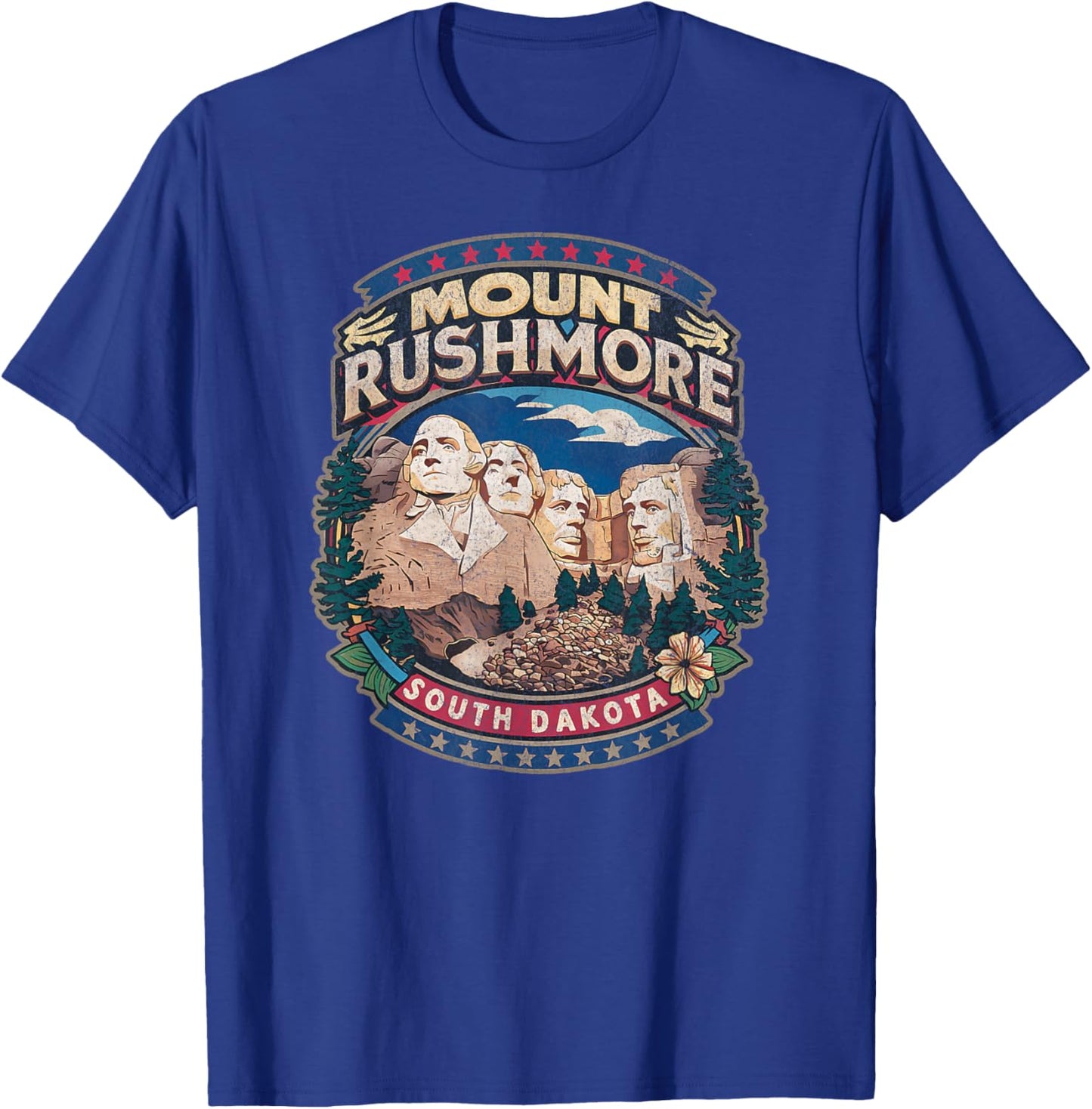 Mount Rushmore South Dakota Retro 80s mt Rushmore Souvenir T-Shirt - T-Shirt | Royal
