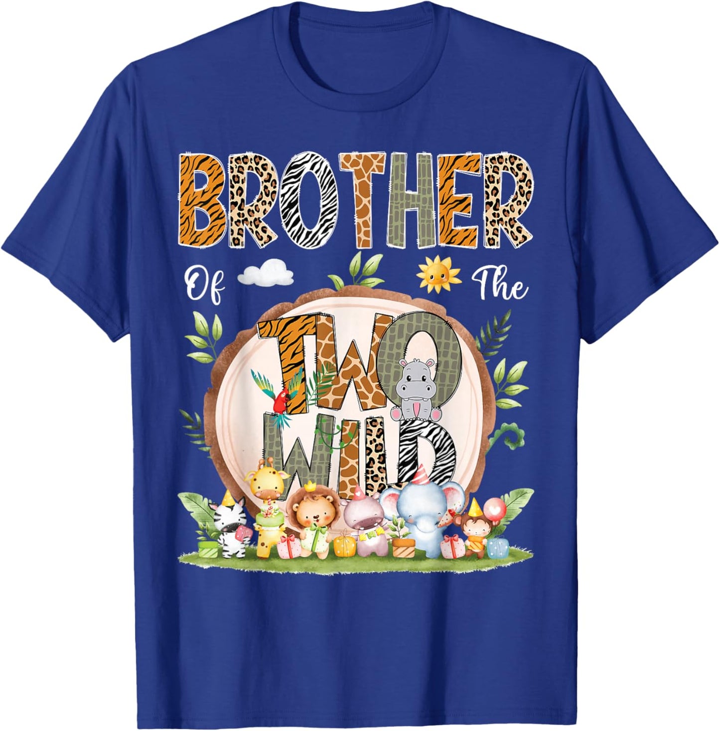 Brother Of The Two Wild Animal Safari 2Nd Birthday Party T-Shirt - T-Shirt | Royal