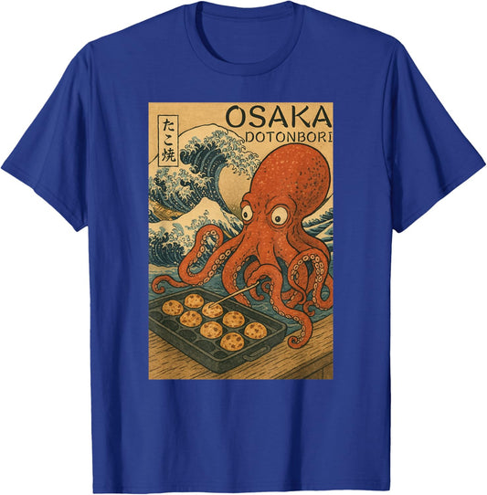 Japanese Design Osaka Takoyaki Wave T-Shirt - T-Shirt | Royal