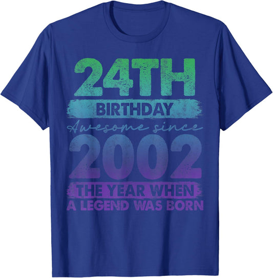 24 Year Old Gifts Vintage 2002 Limited Edition 24th Birthday T-Shirt - T-Shirt | Royal