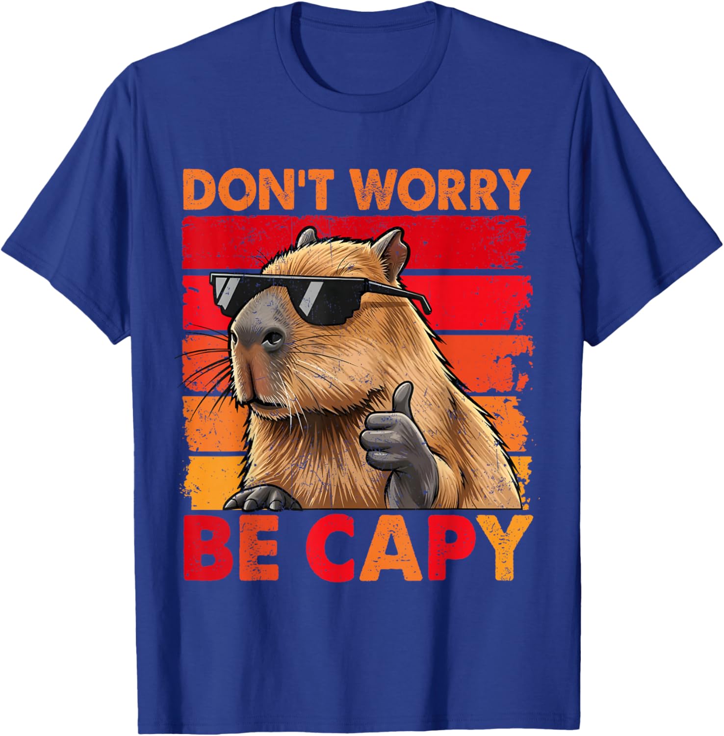 Dont Worry Be Capy Vinatge Cool Capybaras Men Boy T-Shirt - T-Shirt | Royal