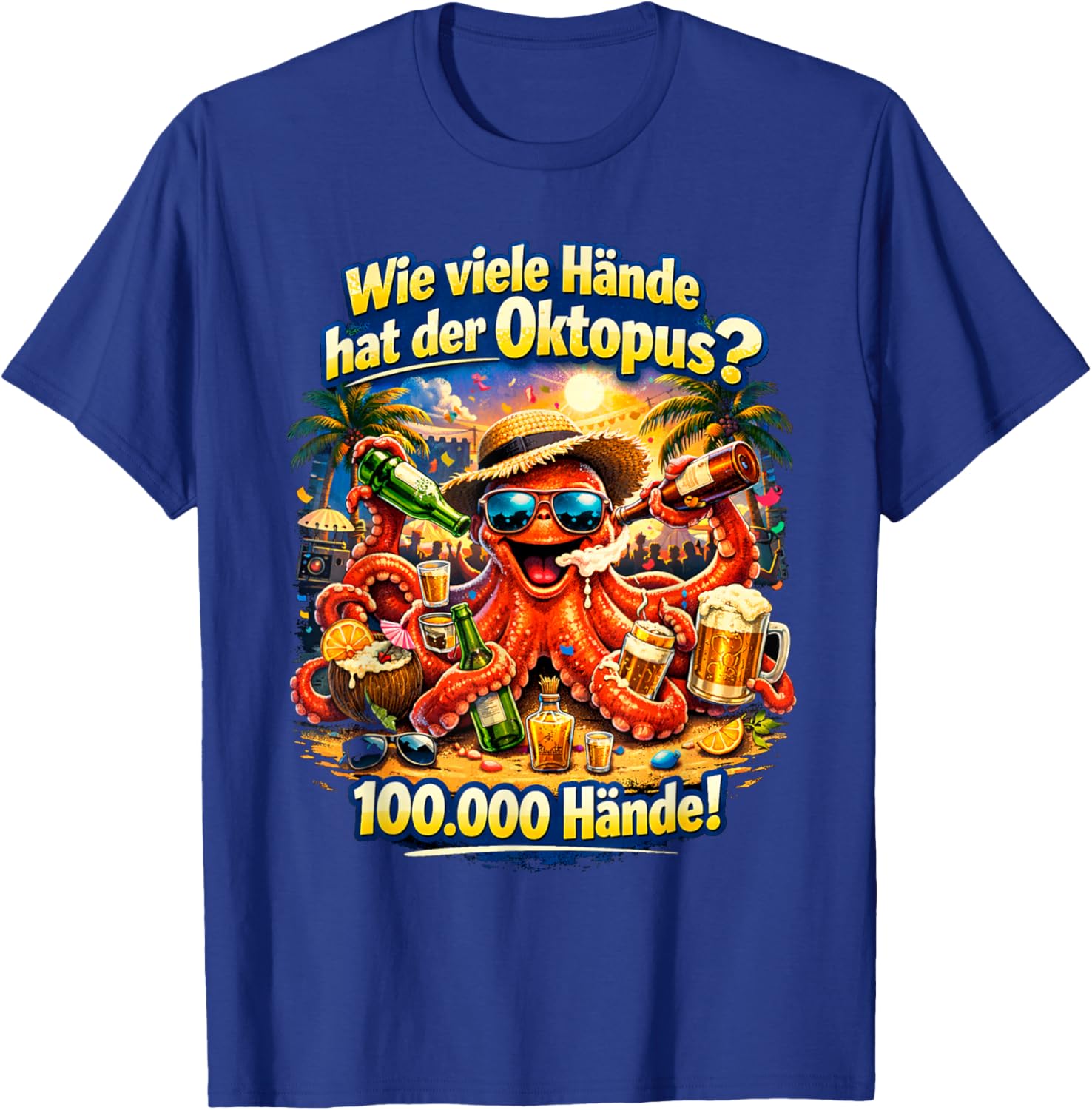 How many hands has the octopus? Funny party and celebration T-Shirt - T-Shirt | Royal