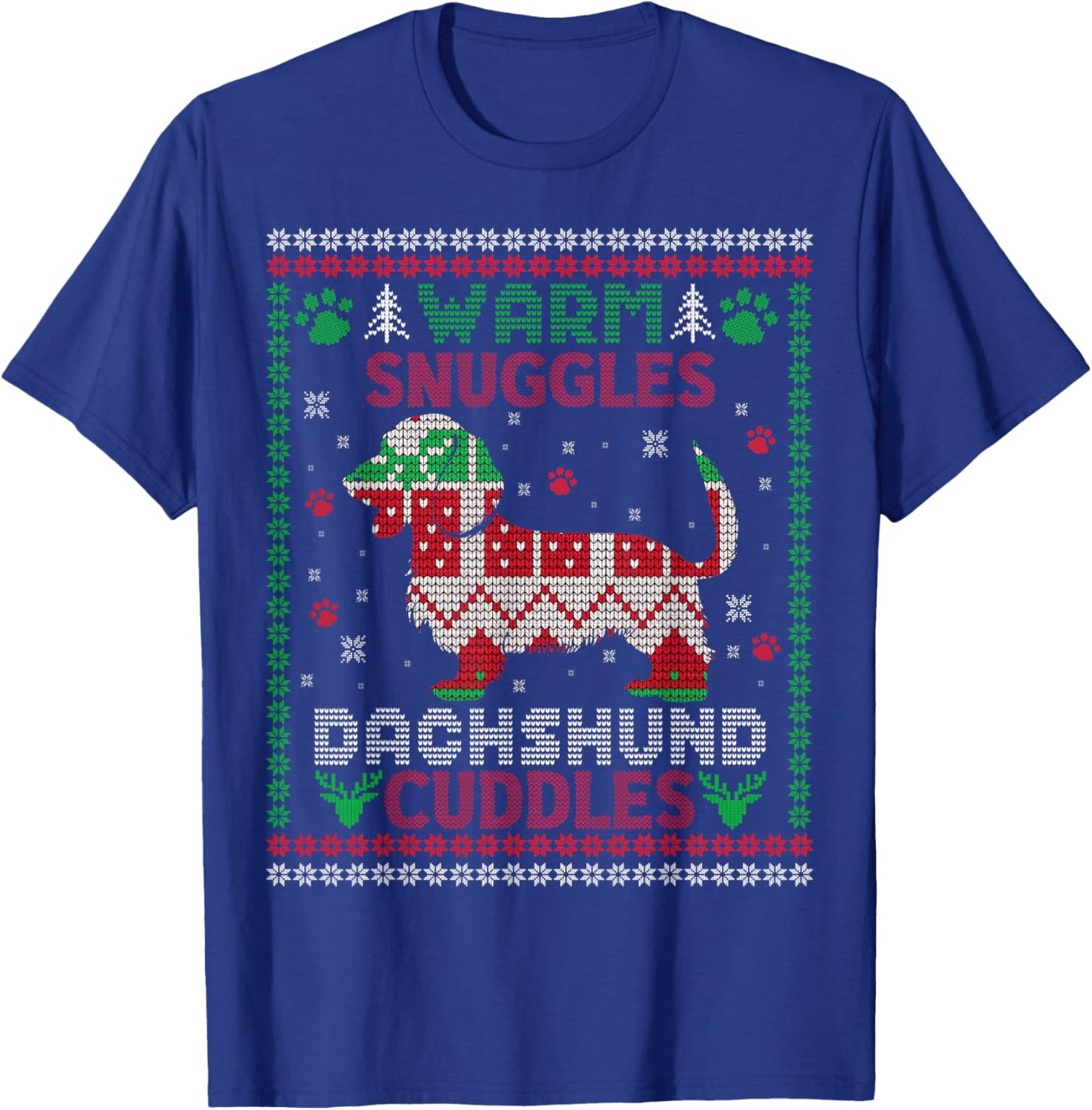 warm snuggles dachshund cuddles Christmas xmas weenie weiner T-Shirt - T-Shirt | Royal
