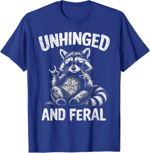 Raccoon Unhinged And Feral Retro Funny Trash Panda T-Shirt - T-Shirt | Royal