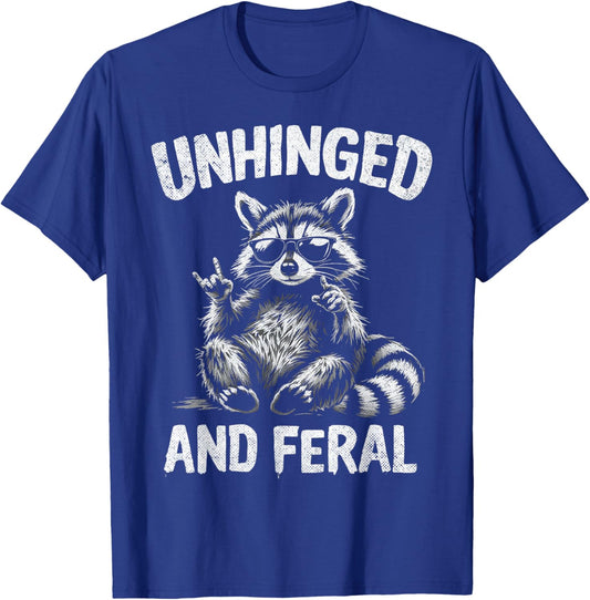 Raccoon Unhinged And Feral Retro Funny Trash Panda T-Shirt - T-Shirt | Royal