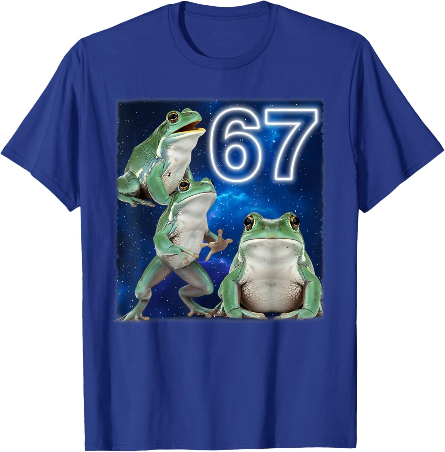 67 Meme Frog Howling at The Moon Parody 67 Six Seven Meme T-Shirt - T-Shirt | Royal